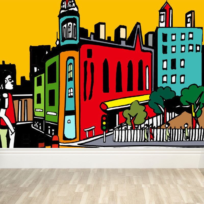 Landscape Mural Decal Modern Decorative Living Room Wall Covering, Custom Printed Red Clearhalo 'Wall Decor' 'Wall Mural' 1885279