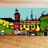 Landscape Mural Decal Modern Decorative Living Room Wall Covering, Custom Printed Clearhalo 'Wall Decor' 'Wall Mural' 1885285