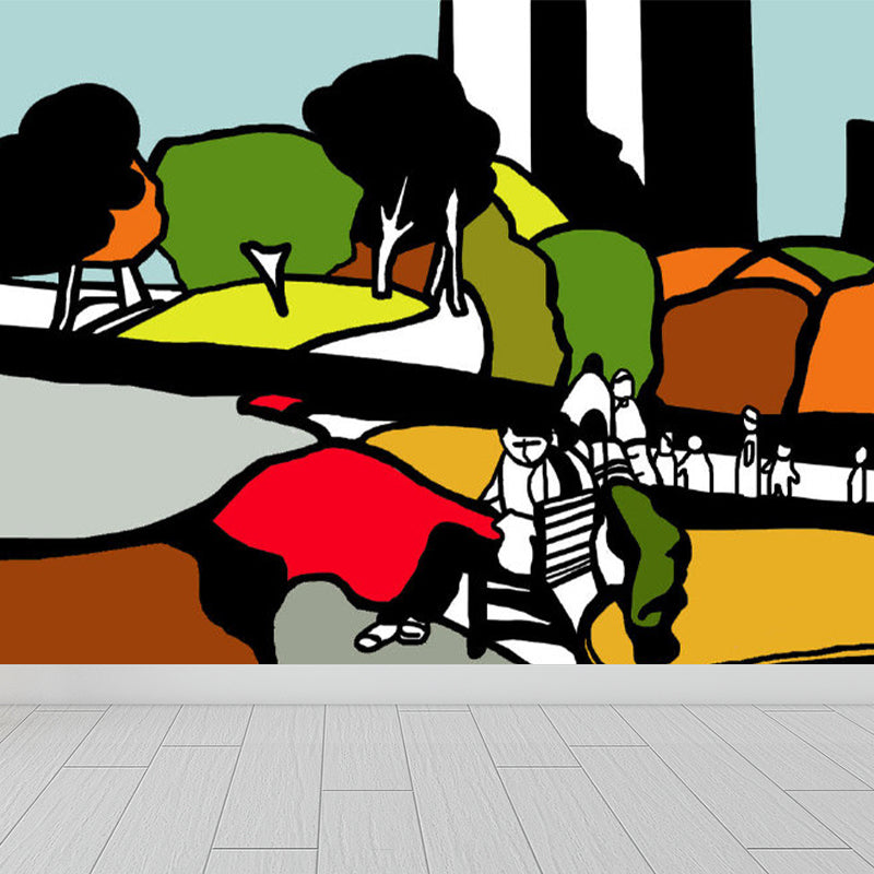 Landscape Mural Decal Modern Decorative Living Room Wall Covering, Custom Printed Light Green Clearhalo 'Wall Decor' 'Wall Mural' 1885289