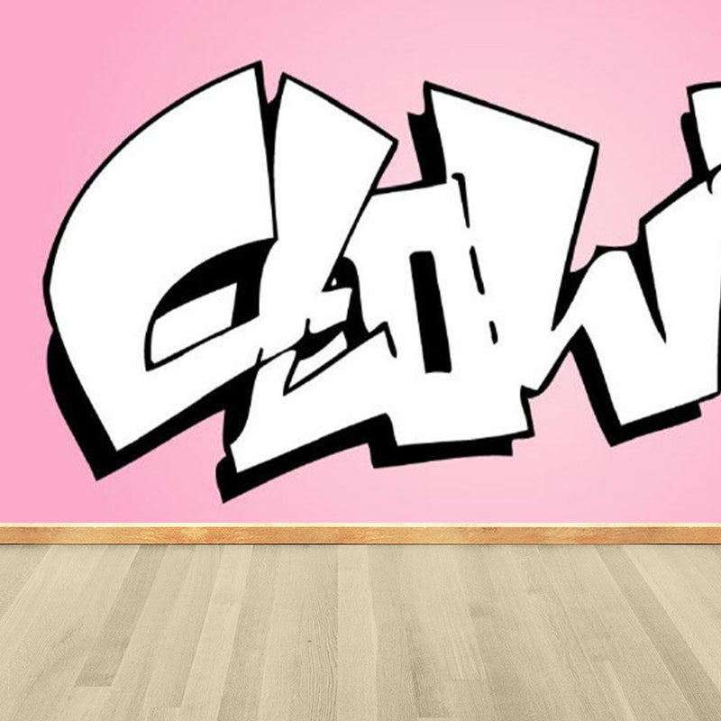 Abstract Graffiti Pattern Wall Mural Contemporary Non-Woven Textured Wall Art in Soft Color Pink custom Clearhalo 'Wall Decor' 'Wall Mural' 1885311