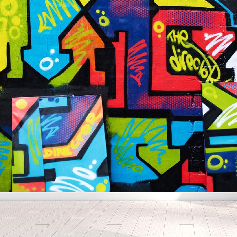 Extra Large Graffiti Mural Light Color Non-Woven Wall Art for Indoor Decor, Customised Clearhalo 'Wall Decor' 'Wall Mural' 1885330