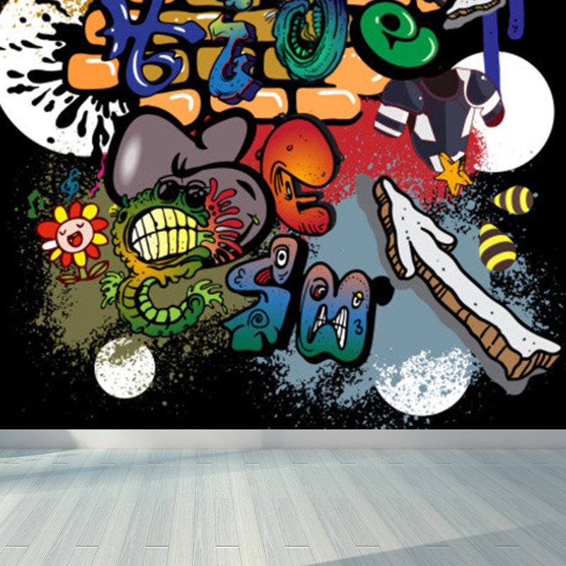 Extra Large Graffiti Mural Light Color Non-Woven Wall Art for Indoor Decor, Customised Clearhalo 'Wall Decor' 'Wall Mural' 1885336