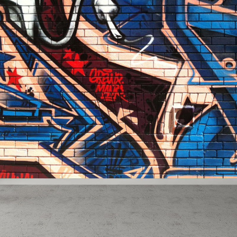 Extra Large Graffiti Mural Light Color Non-Woven Wall Art for Indoor Decor, Customised Clearhalo 'Wall Decor' 'Wall Mural' 1885346