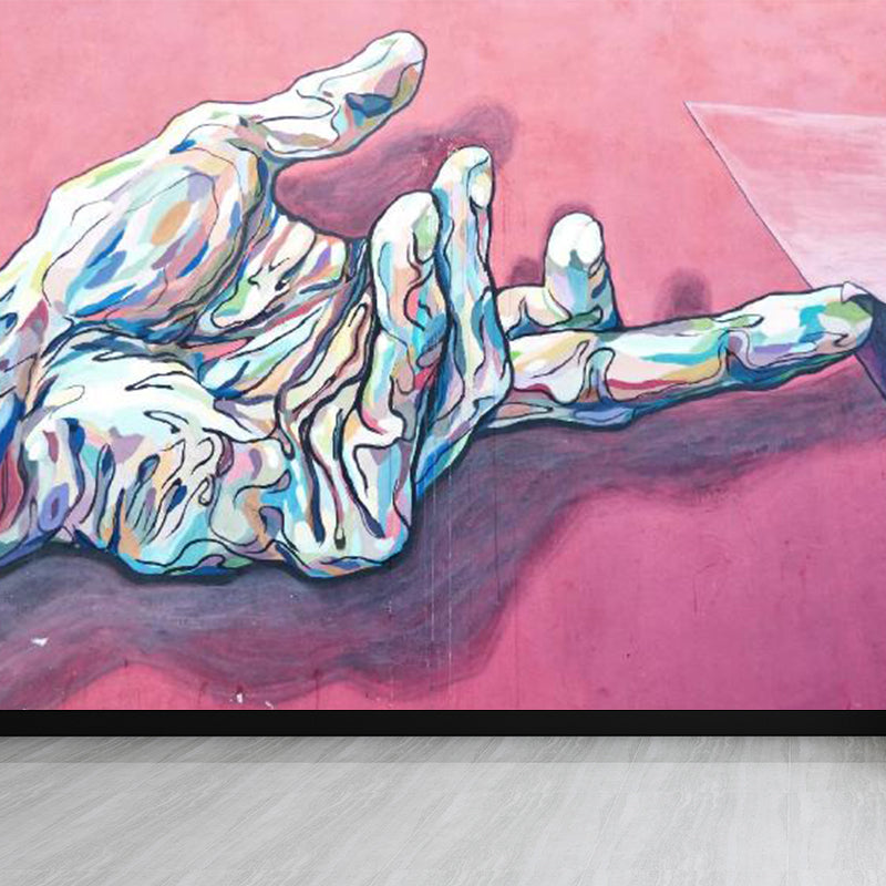 Huge Fashion Graffiti Mural Decal Bedroom Abstract Wall Decor in Pastel Color, Stain Resistant Pink Clearhalo 'Wall Decor' 'Wall Mural' 1885354