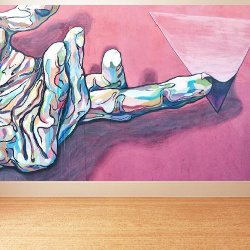 Huge Fashion Graffiti Mural Decal Bedroom Abstract Wall Decor in Pastel Color, Stain Resistant Clearhalo 'Wall Decor' 'Wall Mural' 1885355