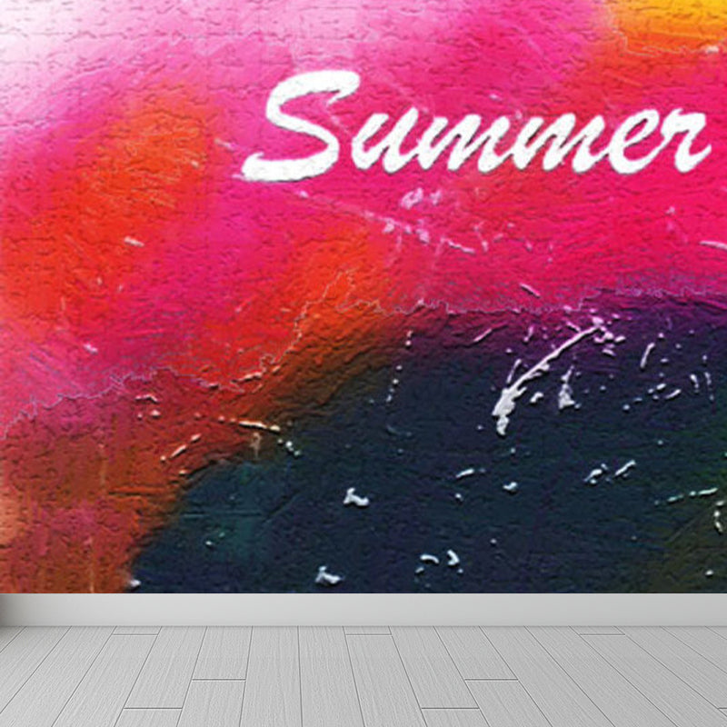 Huge Fashion Graffiti Mural Decal Bedroom Abstract Wall Decor in Pastel Color, Stain Resistant Clearhalo 'Wall Decor' 'Wall Mural' 1885361