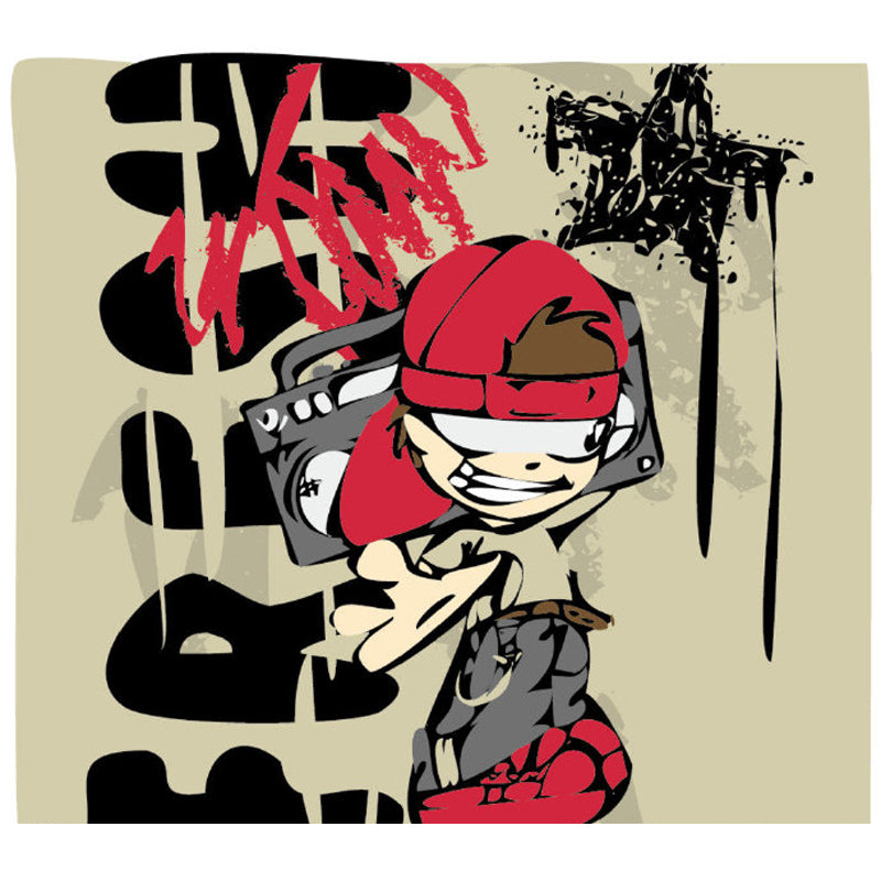 Huge Fashion Graffiti Mural Decal Bedroom Abstract Wall Decor in Pastel Color, Stain Resistant Clearhalo 'Wall Decor' 'Wall Mural' 1885367