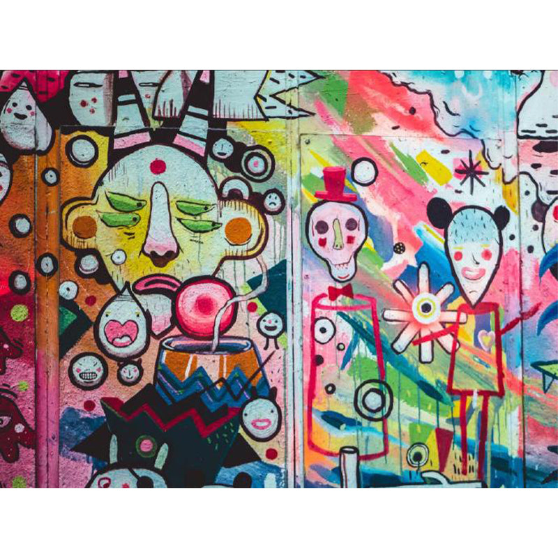 Huge Fashion Graffiti Mural Decal Bedroom Abstract Wall Decor in Pastel Color, Stain Resistant Clearhalo 'Wall Decor' 'Wall Mural' 1885372