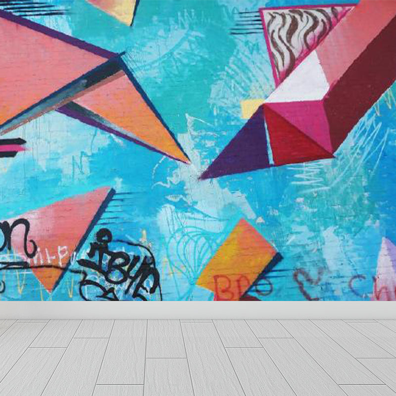 Huge Fashion Graffiti Mural Decal Bedroom Abstract Wall Decor in Pastel Color, Stain Resistant Clearhalo 'Wall Decor' 'Wall Mural' 1885375