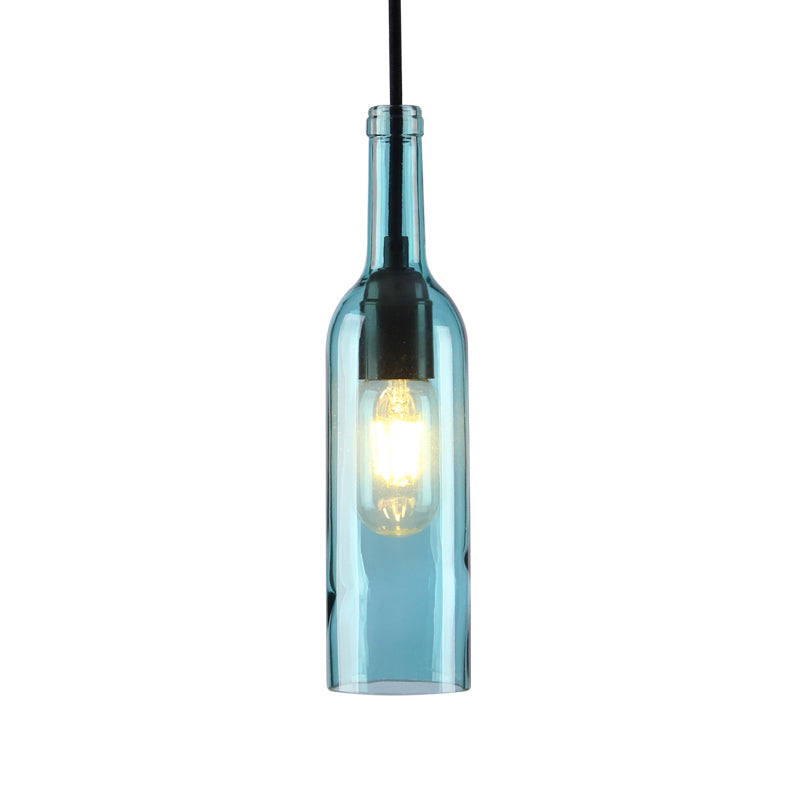Red/Yellow Bottle Shade Hanging Lighting Industrial Glass 1 Head Dining Room Suspended Lamp Clearhalo 'Ceiling Lights' 'Glass shade' 'Glass' 'Industrial Pendants' 'Industrial' 'Middle Century Pendants' 'Pendant Lights' 'Pendants' 'Tiffany' Lighting' 1885814