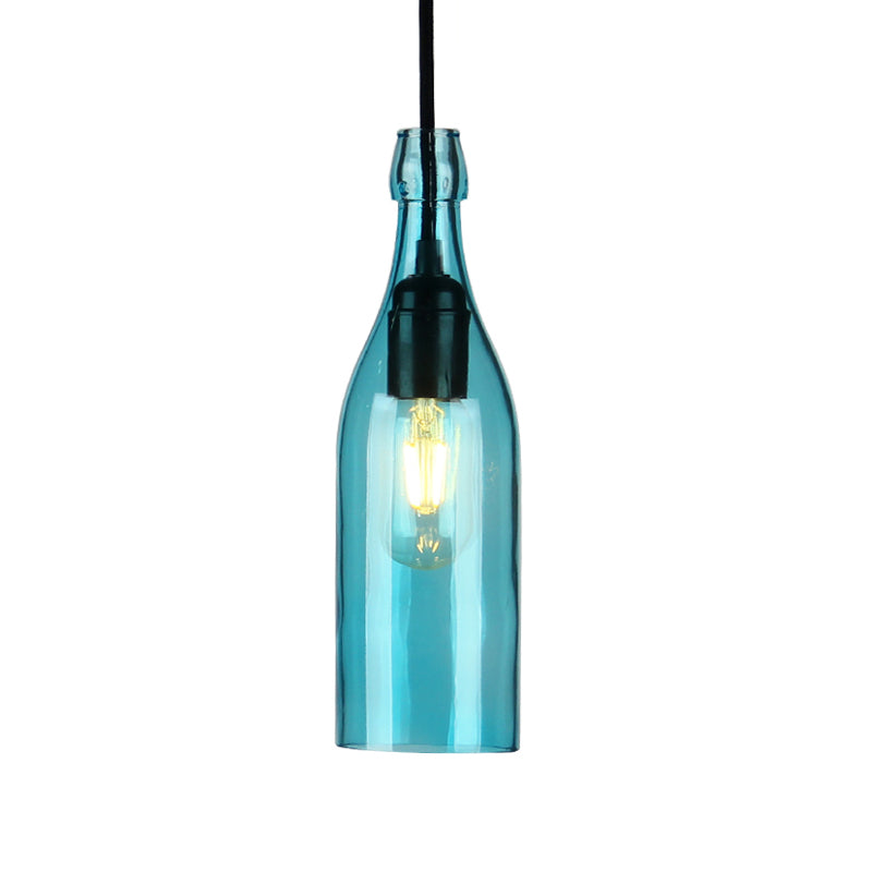 Wine Bottle Glass Hanging Light Vintage Stylish 1 Light Restaurant Ceiling Pendant Fixture in Red/Yellow Clearhalo 'Ceiling Lights' 'Close To Ceiling Lights' 'Glass shade' 'Glass' 'Industrial Pendants' 'Industrial' 'Middle Century Pendants' 'Pendant Lights' 'Pendants' 'Tiffany' Lighting' 1885831