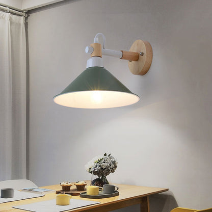 Metal Funnel Wall Sconce Single Head Nordic Style Wall Light for Restaurant Bedroom Green Clearhalo 'Wall Lamps & Sconces' 'Wall Lights' Lighting' 188587