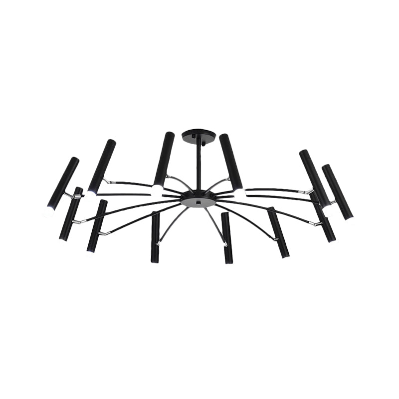 Adjustable Linear Shade Large Chandelier Metal 12/24 Lights Modern Ceiling Light in Black/Rose Gold Clearhalo 'Ceiling Lights' 'Chandeliers' 'Modern Chandeliers' 'Modern' Lighting' 1885884