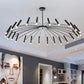 Adjustable Linear Shade Large Chandelier Metal 12/24 Lights Modern Ceiling Light in Black/Rose Gold Clearhalo 'Ceiling Lights' 'Chandeliers' 'Modern Chandeliers' 'Modern' Lighting' 1885888