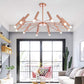 Adjustable Linear Shade Large Chandelier Metal 12/24 Lights Modern Ceiling Light in Black/Rose Gold Clearhalo 'Ceiling Lights' 'Chandeliers' 'Modern Chandeliers' 'Modern' Lighting' 1885893