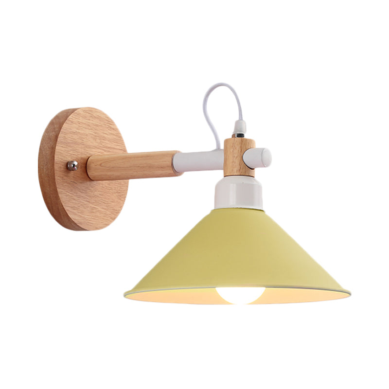 Metal Funnel Wall Sconce Single Head Nordic Style Wall Light for Restaurant Bedroom Clearhalo 'Wall Lamps & Sconces' 'Wall Lights' Lighting' 188596