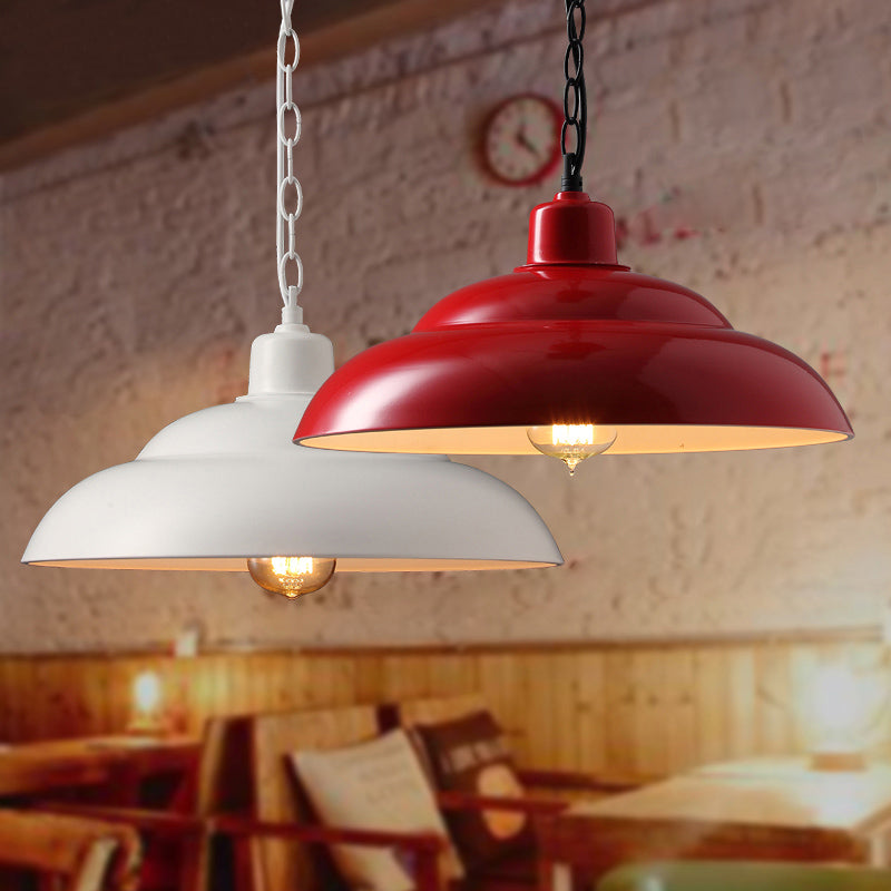 1 Light Hanging Lamp Vintage Style Double Bubble Metallic Suspension Lamp in Red/White for Coffee Shop Clearhalo 'Art Deco Pendants' 'Cast Iron' 'Ceiling Lights' 'Ceramic' 'Crystal' 'Industrial Pendants' 'Industrial' 'Metal' 'Middle Century Pendants' 'Pendant Lights' 'Pendants' 'Tiffany' Lighting' 1885981