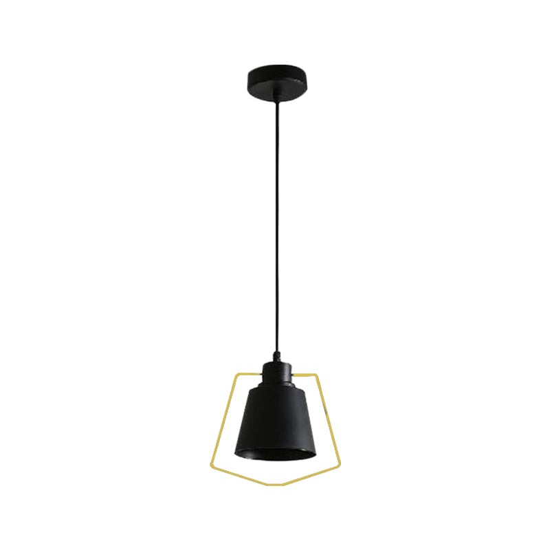 1 Bulb Tapered Suspension Light with Ring/Pentagon Industrial Black Finish Metal Hanging Light for Kitchen Clearhalo 'Art Deco Pendants' 'Black' 'Cast Iron' 'Ceiling Lights' 'Ceramic' 'Crystal' 'Industrial Pendants' 'Industrial' 'Metal' 'Middle Century Pendants' 'Pendant Lights' 'Pendants' 'Rustic Pendants' 'Tiffany' Lighting' 1885994