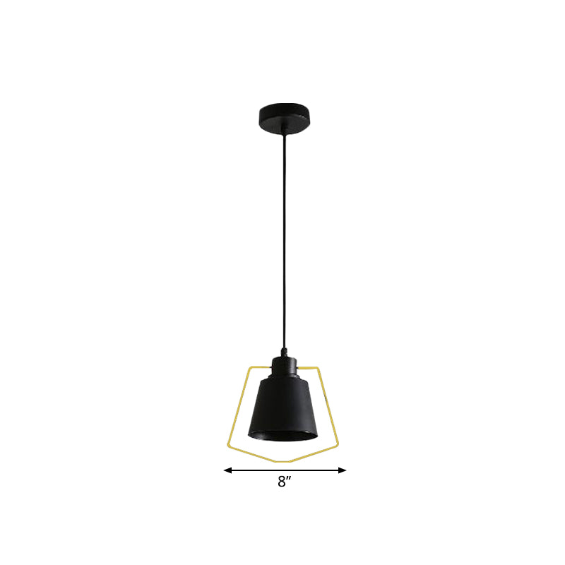 1 Bulb Tapered Suspension Light with Ring/Pentagon Industrial Black Finish Metal Hanging Light for Kitchen Clearhalo 'Art Deco Pendants' 'Black' 'Cast Iron' 'Ceiling Lights' 'Ceramic' 'Crystal' 'Industrial Pendants' 'Industrial' 'Metal' 'Middle Century Pendants' 'Pendant Lights' 'Pendants' 'Rustic Pendants' 'Tiffany' Lighting' 1885995