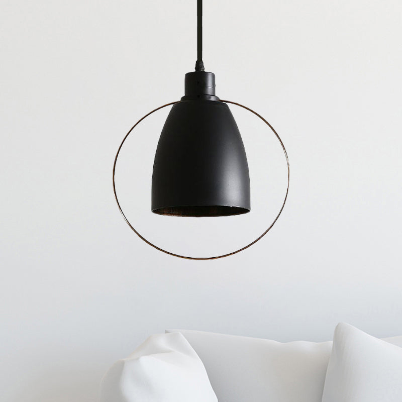 1 Bulb Tapered Suspension Light with Ring/Pentagon Industrial Black Finish Metal Hanging Light for Kitchen Clearhalo 'Art Deco Pendants' 'Black' 'Cast Iron' 'Ceiling Lights' 'Ceramic' 'Crystal' 'Industrial Pendants' 'Industrial' 'Metal' 'Middle Century Pendants' 'Pendant Lights' 'Pendants' 'Rustic Pendants' 'Tiffany' Lighting' 1885998