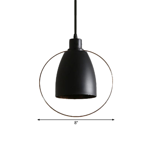 1 Bulb Tapered Suspension Light with Ring/Pentagon Industrial Black Finish Metal Hanging Light for Kitchen Clearhalo 'Art Deco Pendants' 'Black' 'Cast Iron' 'Ceiling Lights' 'Ceramic' 'Crystal' 'Industrial Pendants' 'Industrial' 'Metal' 'Middle Century Pendants' 'Pendant Lights' 'Pendants' 'Rustic Pendants' 'Tiffany' Lighting' 1886000