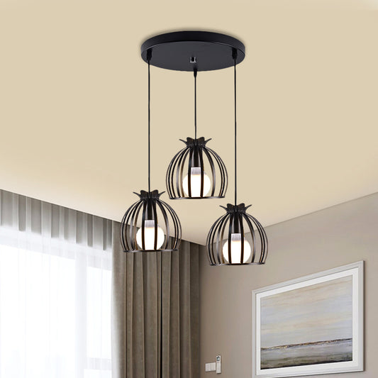 1 Head Hanging Lamp Loft Style Dome Cage Shade Metal Pendant Light in Black/White for Living Room Clearhalo 'Art Deco Pendants' 'Cast Iron' 'Ceiling Lights' 'Ceramic' 'Crystal' 'Industrial Pendants' 'Industrial' 'Metal' 'Middle Century Pendants' 'Modern Pendants' 'Modern' 'Pendant Lights' 'Pendants' 'Tiffany' Lighting' 1886002