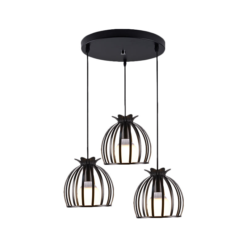 1 Head Hanging Lamp Loft Style Dome Cage Shade Metal Pendant Light in Black/White for Living Room Clearhalo 'Art Deco Pendants' 'Cast Iron' 'Ceiling Lights' 'Ceramic' 'Crystal' 'Industrial Pendants' 'Industrial' 'Metal' 'Middle Century Pendants' 'Modern Pendants' 'Modern' 'Pendant Lights' 'Pendants' 'Tiffany' Lighting' 1886004