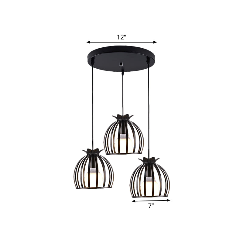 1 Head Hanging Lamp Loft Style Dome Cage Shade Metal Pendant Light in Black/White for Living Room Clearhalo 'Art Deco Pendants' 'Cast Iron' 'Ceiling Lights' 'Ceramic' 'Crystal' 'Industrial Pendants' 'Industrial' 'Metal' 'Middle Century Pendants' 'Modern Pendants' 'Modern' 'Pendant Lights' 'Pendants' 'Tiffany' Lighting' 1886005