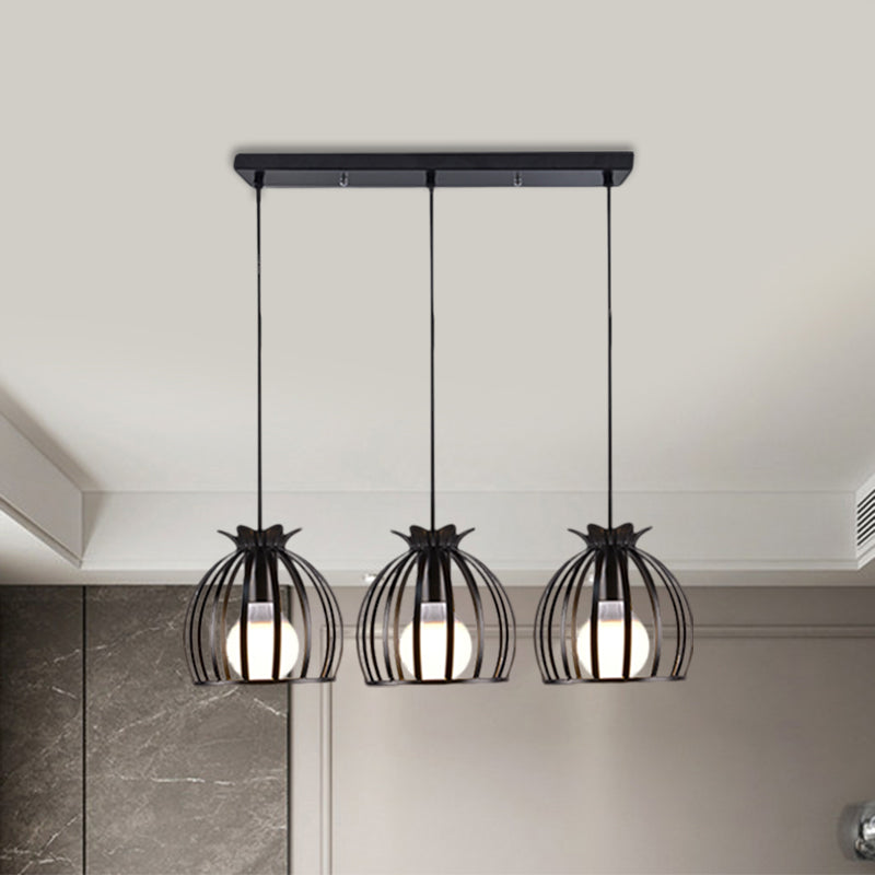 1 Head Hanging Lamp Loft Style Dome Cage Shade Metal Pendant Light in Black/White for Living Room Clearhalo 'Art Deco Pendants' 'Cast Iron' 'Ceiling Lights' 'Ceramic' 'Crystal' 'Industrial Pendants' 'Industrial' 'Metal' 'Middle Century Pendants' 'Modern Pendants' 'Modern' 'Pendant Lights' 'Pendants' 'Tiffany' Lighting' 1886007