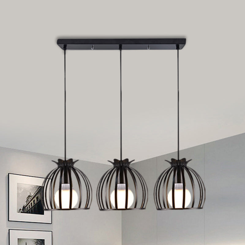 1 Head Hanging Lamp Loft Style Dome Cage Shade Metal Pendant Light in Black/White for Living Room Clearhalo 'Art Deco Pendants' 'Cast Iron' 'Ceiling Lights' 'Ceramic' 'Crystal' 'Industrial Pendants' 'Industrial' 'Metal' 'Middle Century Pendants' 'Modern Pendants' 'Modern' 'Pendant Lights' 'Pendants' 'Tiffany' Lighting' 1886008