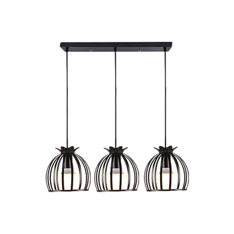 1 Head Hanging Lamp Loft Style Dome Cage Shade Metal Pendant Light in Black/White for Living Room Clearhalo 'Art Deco Pendants' 'Cast Iron' 'Ceiling Lights' 'Ceramic' 'Crystal' 'Industrial Pendants' 'Industrial' 'Metal' 'Middle Century Pendants' 'Modern Pendants' 'Modern' 'Pendant Lights' 'Pendants' 'Tiffany' Lighting' 1886009