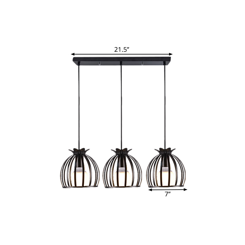 1 Head Hanging Lamp Loft Style Dome Cage Shade Metal Pendant Light in Black/White for Living Room Clearhalo 'Art Deco Pendants' 'Cast Iron' 'Ceiling Lights' 'Ceramic' 'Crystal' 'Industrial Pendants' 'Industrial' 'Metal' 'Middle Century Pendants' 'Modern Pendants' 'Modern' 'Pendant Lights' 'Pendants' 'Tiffany' Lighting' 1886010