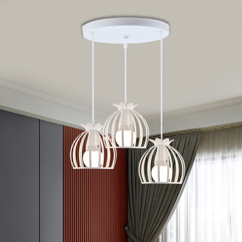 1 Head Hanging Lamp Loft Style Dome Cage Shade Metal Pendant Light in Black/White for Living Room Clearhalo 'Art Deco Pendants' 'Cast Iron' 'Ceiling Lights' 'Ceramic' 'Crystal' 'Industrial Pendants' 'Industrial' 'Metal' 'Middle Century Pendants' 'Modern Pendants' 'Modern' 'Pendant Lights' 'Pendants' 'Tiffany' Lighting' 1886012