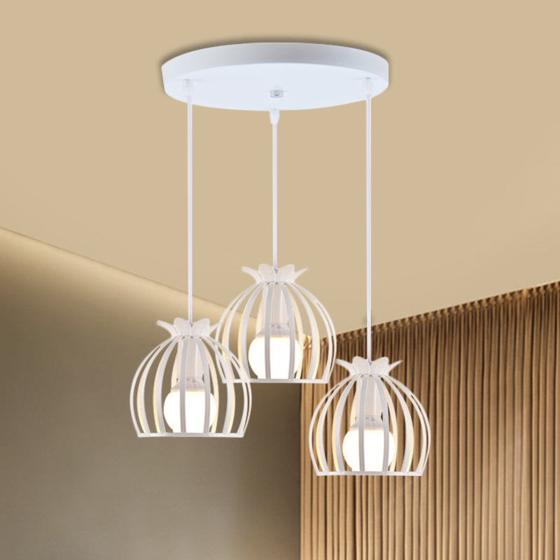 1 Head Hanging Lamp Loft Style Dome Cage Shade Metal Pendant Light in Black/White for Living Room Clearhalo 'Art Deco Pendants' 'Cast Iron' 'Ceiling Lights' 'Ceramic' 'Crystal' 'Industrial Pendants' 'Industrial' 'Metal' 'Middle Century Pendants' 'Modern Pendants' 'Modern' 'Pendant Lights' 'Pendants' 'Tiffany' Lighting' 1886013