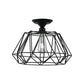 Loft Industrial Cage Diamond/Trapezoid Close to Ceiling Light 1 Head Metallic Ceiling Light Fixture in Black for Corridor Clearhalo 'Ceiling Lights' 'Close To Ceiling Lights' 'Close to ceiling' 'Semi-flushmount' Lighting' 1886064