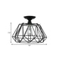 Loft Industrial Cage Diamond/Trapezoid Close to Ceiling Light 1 Head Metallic Ceiling Light Fixture in Black for Corridor Clearhalo 'Ceiling Lights' 'Close To Ceiling Lights' 'Close to ceiling' 'Semi-flushmount' Lighting' 1886065