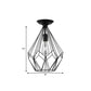 Loft Industrial Cage Diamond/Trapezoid Close to Ceiling Light 1 Head Metallic Ceiling Light Fixture in Black for Corridor Clearhalo 'Ceiling Lights' 'Close To Ceiling Lights' 'Close to ceiling' 'Semi-flushmount' Lighting' 1886070