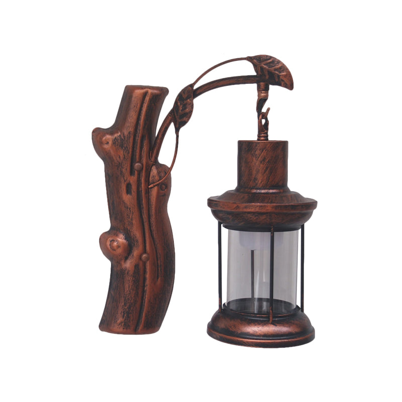 Kerosene Hallway Wall Light Fixture Coastal Clear Glass 1 Light Black/Copper Sconce Lamp Clearhalo 'Industrial wall lights' 'Industrial' 'Middle century wall lights' 'Tiffany' 'Wall Lamps & Sconces' 'Wall Lights' Lighting' 1886089