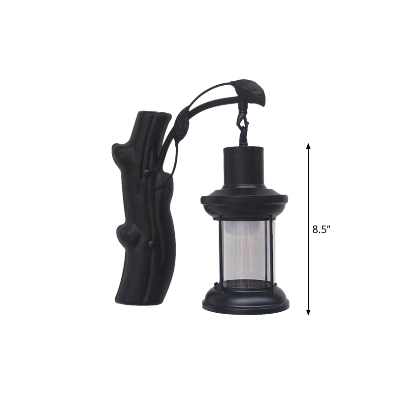 Kerosene Hallway Wall Light Fixture Coastal Clear Glass 1 Light Black/Copper Sconce Lamp Clearhalo 'Industrial wall lights' 'Industrial' 'Middle century wall lights' 'Tiffany' 'Wall Lamps & Sconces' 'Wall Lights' Lighting' 1886095