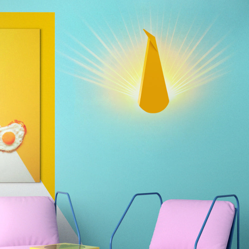 Contemporary Peacock Wall Light Metal LED Sconce Light for Living Room Study Room Yellow Clearhalo 'Wall Lamps & Sconces' 'Wall Lights' Lighting' 188615