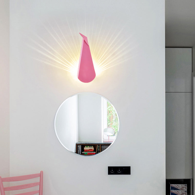 Contemporary Peacock Wall Light Metal LED Sconce Light for Living Room Study Room Pink Clearhalo 'Wall Lamps & Sconces' 'Wall Lights' Lighting' 188619