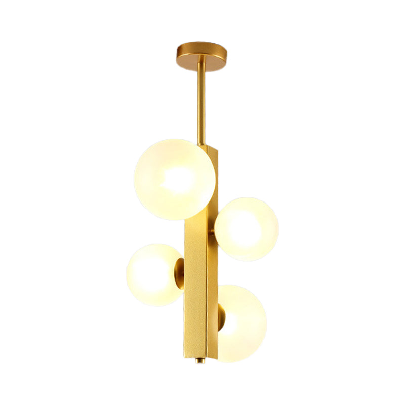 4/8 Lights Gold Linear Suspension Light Simple Modern Metallic Chandelier with Modo Clear/White Glass Shade for Dining Room Clearhalo 'Ceiling Lights' 'Chandeliers' 'Clear' 'Industrial' 'Modern Chandeliers' 'Modern' 'Tiffany' 'Traditional Chandeliers' Lighting' 188630