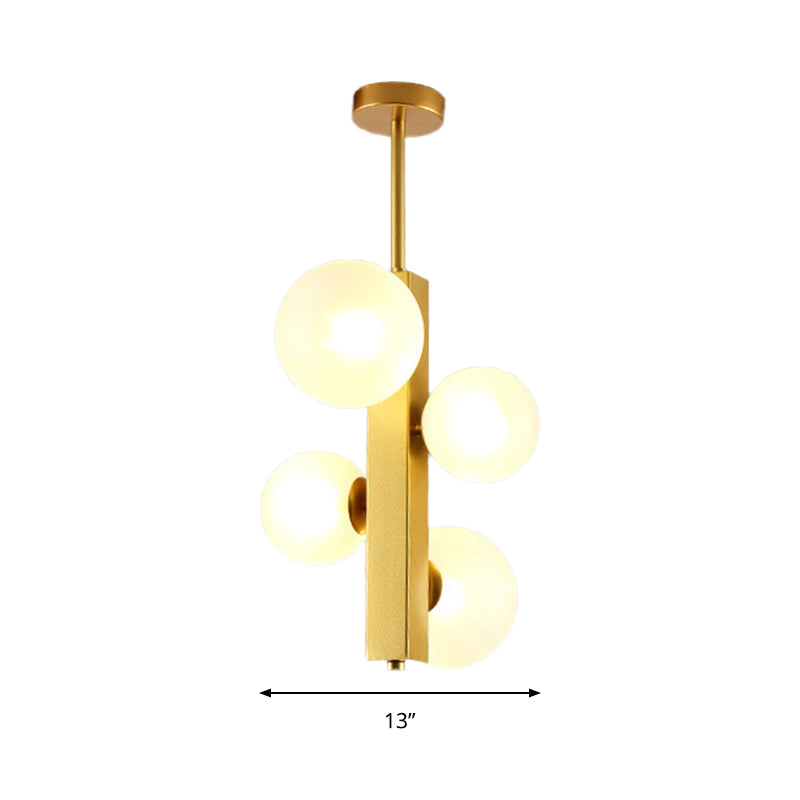 4/8 Lights Gold Linear Suspension Light Simple Modern Metallic Chandelier with Modo Clear/White Glass Shade for Dining Room Clearhalo 'Ceiling Lights' 'Chandeliers' 'Clear' 'Industrial' 'Modern Chandeliers' 'Modern' 'Tiffany' 'Traditional Chandeliers' Lighting' 188631