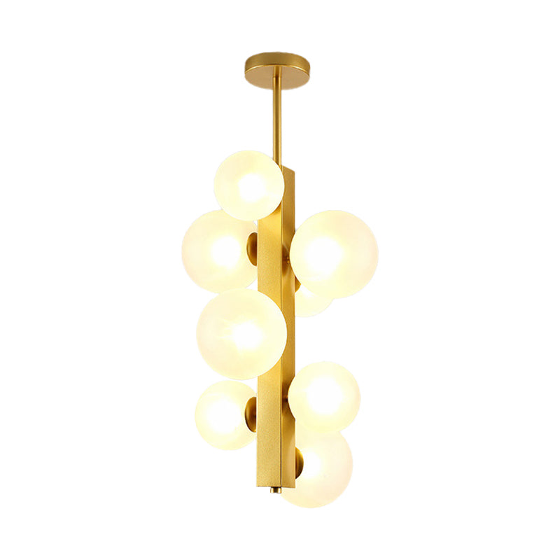 4/8 Lights Gold Linear Suspension Light Simple Modern Metallic Chandelier with Modo Clear/White Glass Shade for Dining Room Clearhalo 'Ceiling Lights' 'Chandeliers' 'Clear' 'Industrial' 'Modern Chandeliers' 'Modern' 'Tiffany' 'Traditional Chandeliers' Lighting' 188636