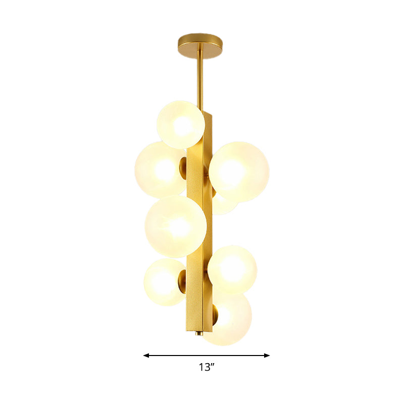 4/8 Lights Gold Linear Suspension Light Simple Modern Metallic Chandelier with Modo Clear/White Glass Shade for Dining Room Clearhalo 'Ceiling Lights' 'Chandeliers' 'Clear' 'Industrial' 'Modern Chandeliers' 'Modern' 'Tiffany' 'Traditional Chandeliers' Lighting' 188637