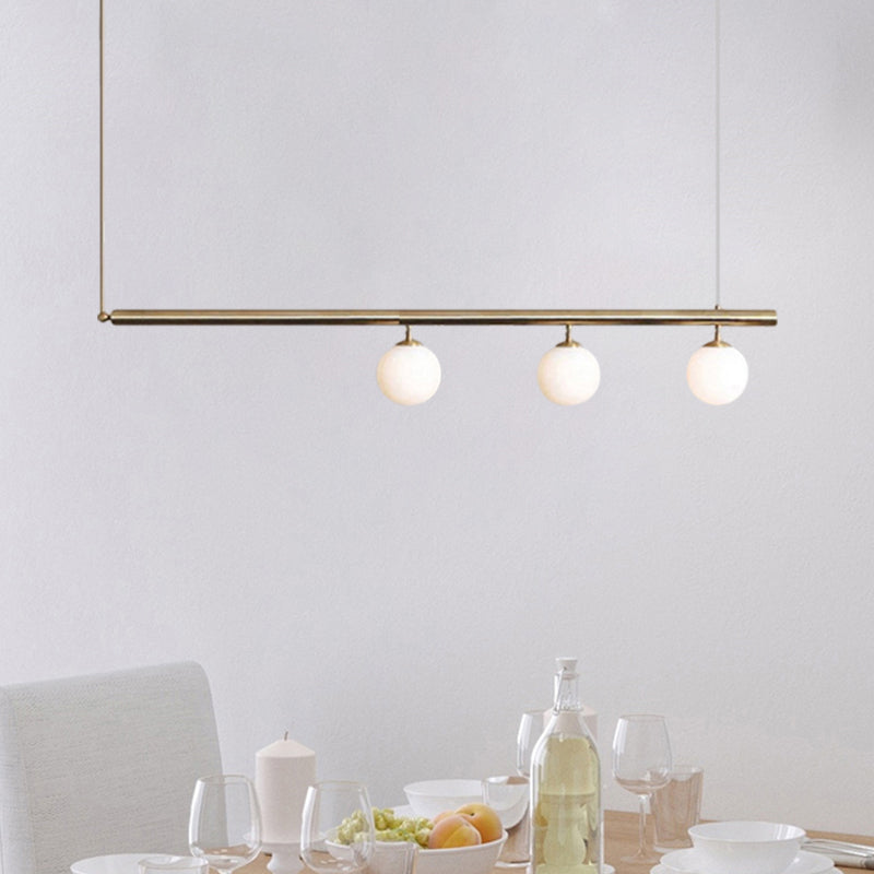 Post Modern Bubble Shade Linear Chandelier Glass Shade Gold Finish Hanging Lamp for Dining Room 3 Brass Clearhalo 'Ceiling Lights' 'Island Lights' Lighting' 1886418