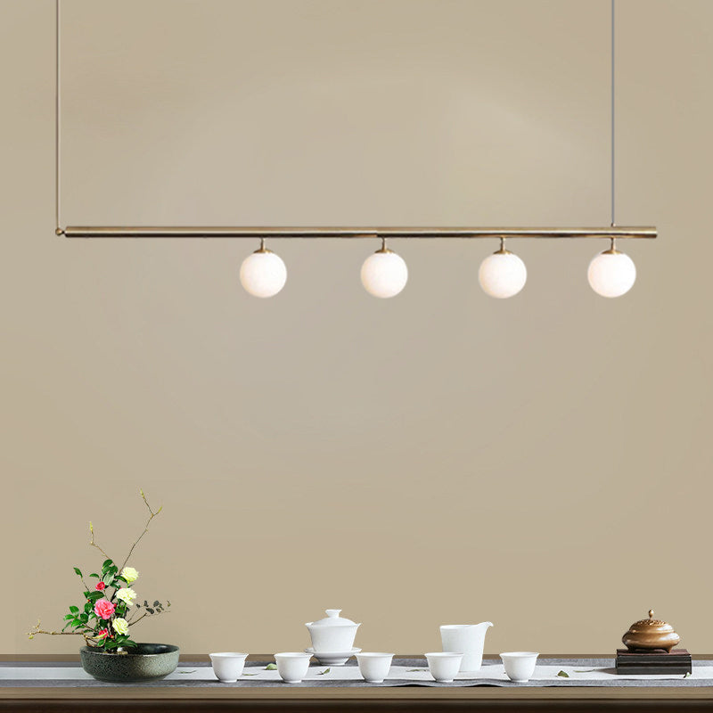 Post Modern Bubble Shade Linear Chandelier Glass Shade Gold Finish Hanging Lamp for Dining Room Clearhalo 'Ceiling Lights' 'Island Lights' Lighting' 1886425