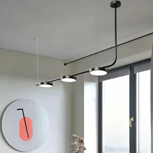 Modern Simple Black/White Chandelier with Drum Shade 2/3 Lights Metal Island Lighting for Dining Room 3 Black Clearhalo 'Ceiling Lights' 'Island Lights' Lighting' 1886433