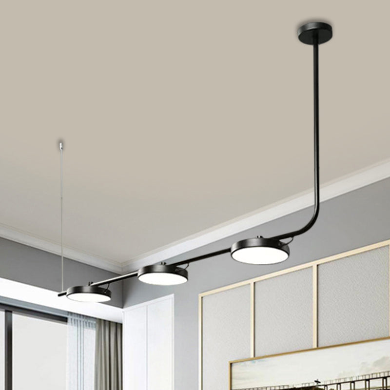 Modern Simple Black/White Chandelier with Drum Shade 2/3 Lights Metal Island Lighting for Dining Room Clearhalo 'Ceiling Lights' 'Island Lights' Lighting' 1886434