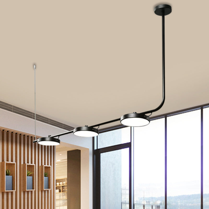 Modern Simple Black/White Chandelier with Drum Shade 2/3 Lights Metal Island Lighting for Dining Room Clearhalo 'Ceiling Lights' 'Island Lights' Lighting' 1886435